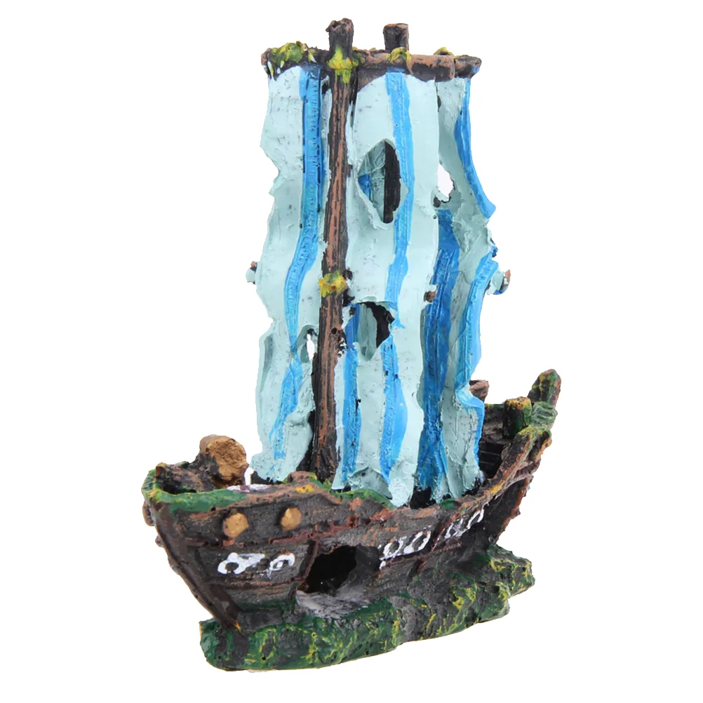 Shipwreck Pirate Fish Tank Scenery Decoration Sailboat Artificial Aquarium Decorations