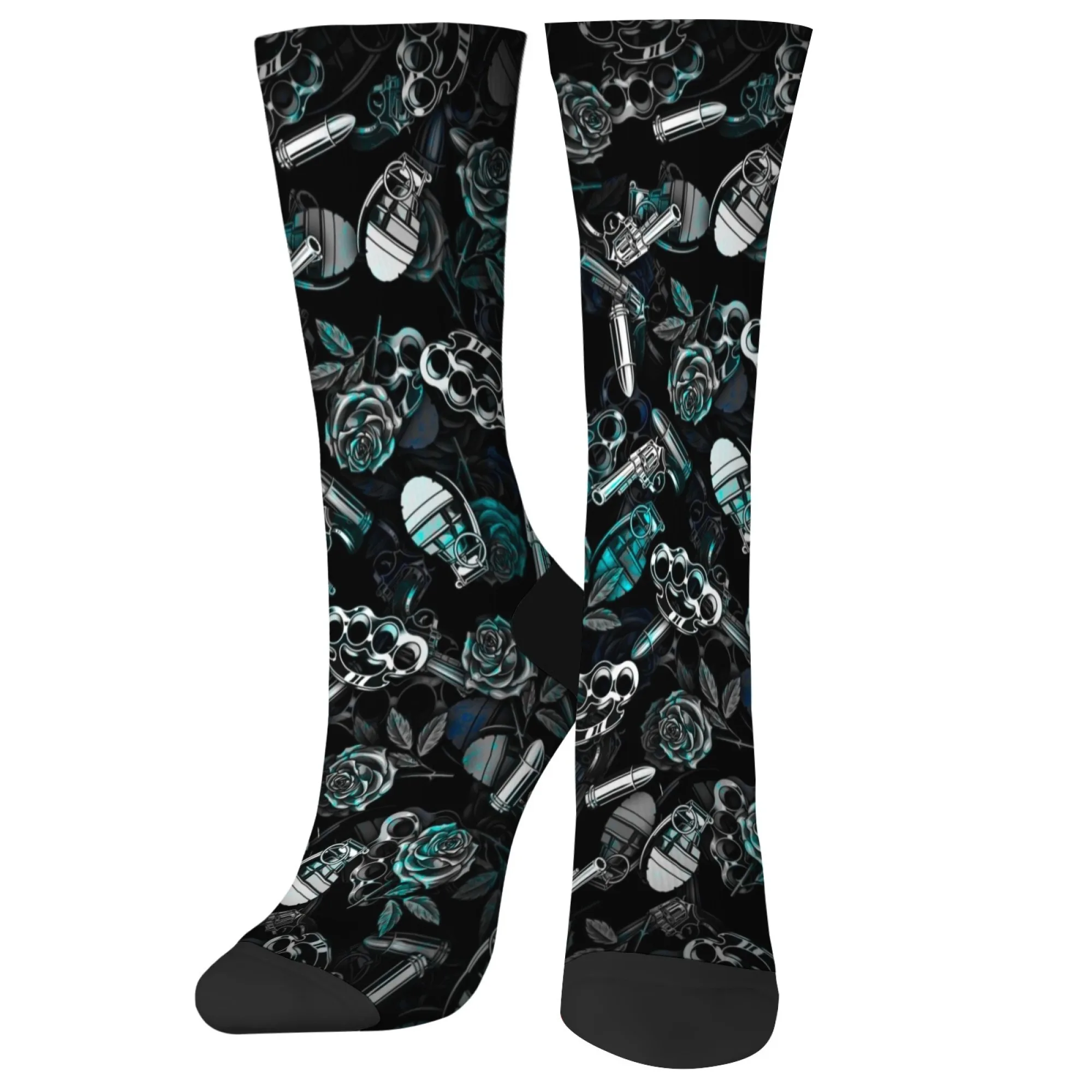 Rose Gothic Socks Soft Non-Slip Anti-rub Durable Men's Socks Outdoor Travel Casual Retro Trend Street Hip Hop Compression Socks