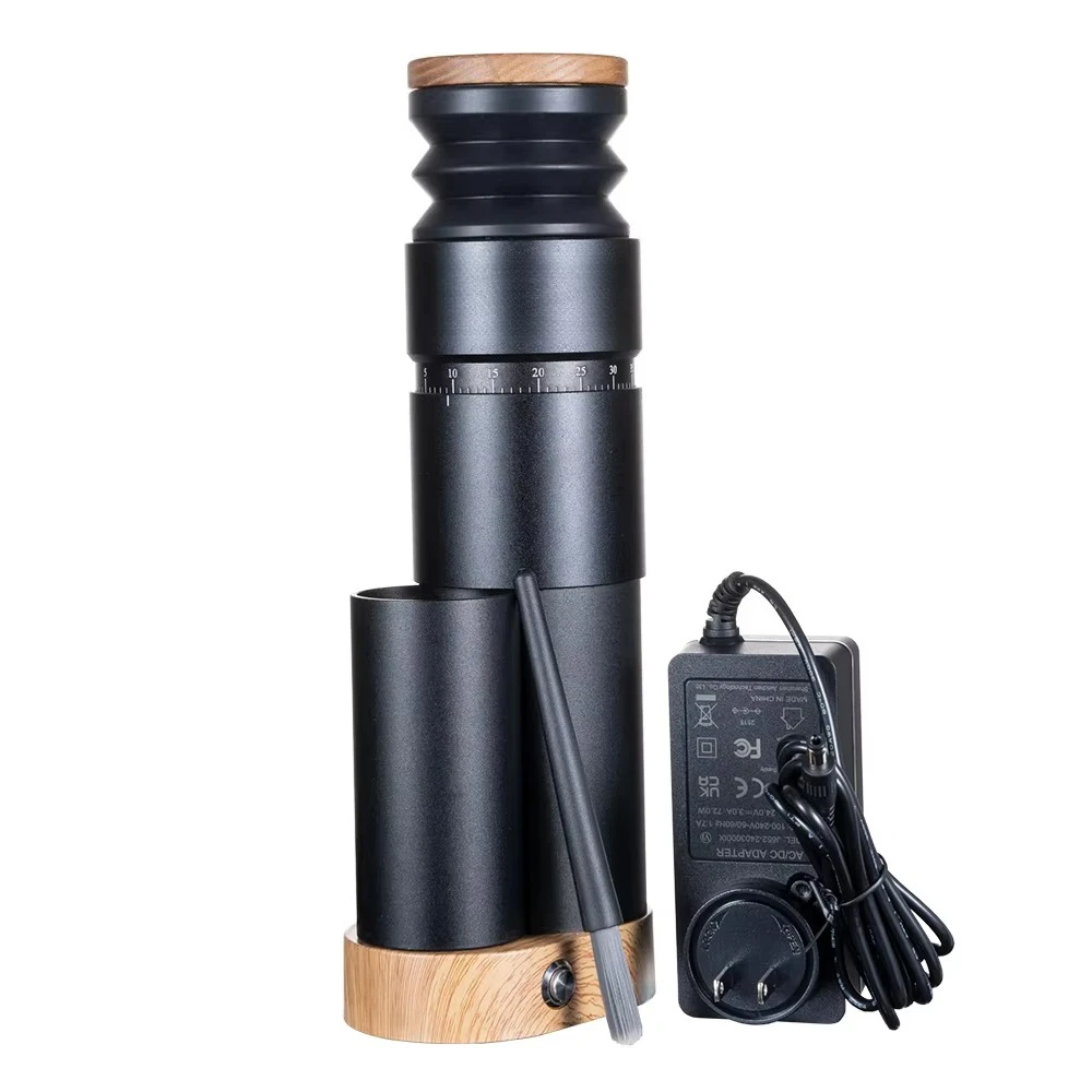 

Plug-in DC Motor Electric Coffee Bean Grinder Burr Black with 65 Adjustable Settings