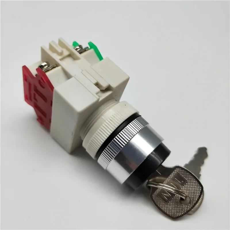 LAY37-11Y2/LAY37-20Y3 Key Rotary Switch 2/3 Position Push Button Switch 1NO1NC Latching Self-locking Key Button