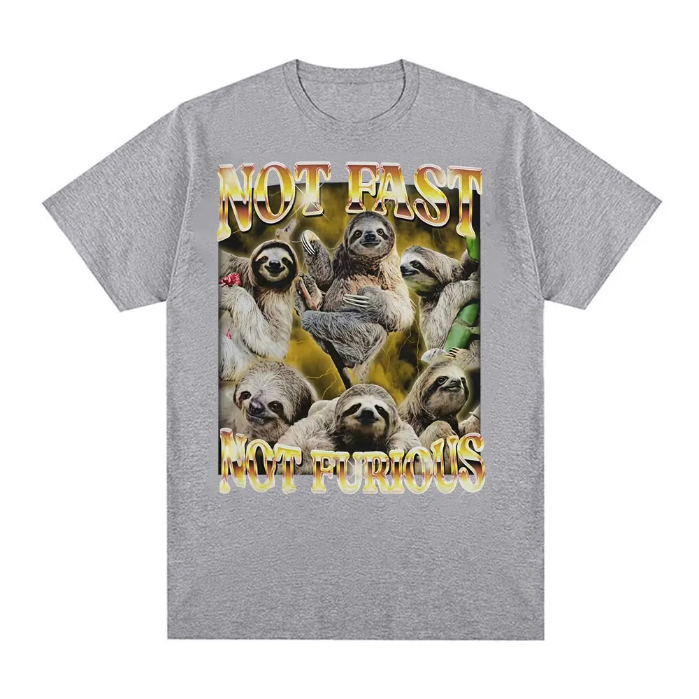 ليست سريعة وليست غاضب مضحك الكسل 2025 الصيف 100% القطن الطباعة تي شيرت ملابس للرجال الجرافيك ميمي للجنسين جودة عالية Y2K #3