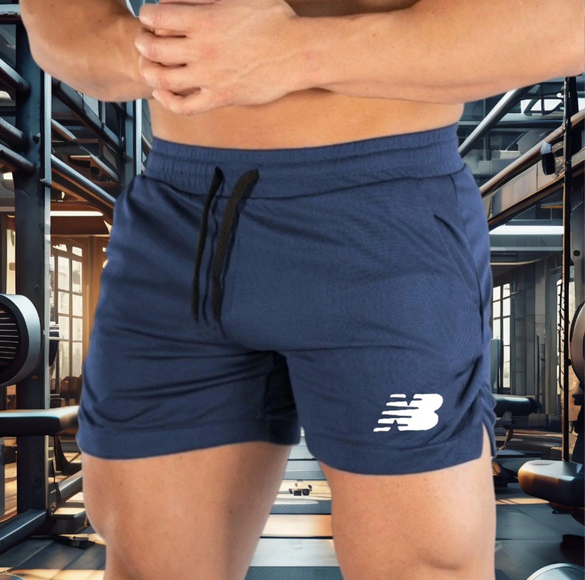 

Мужские модные спортивные шорты для бега с принтом, подходят для летних тренировок в тренажерном зале, повседневные дышащие быстросохнущие шорты для бега.