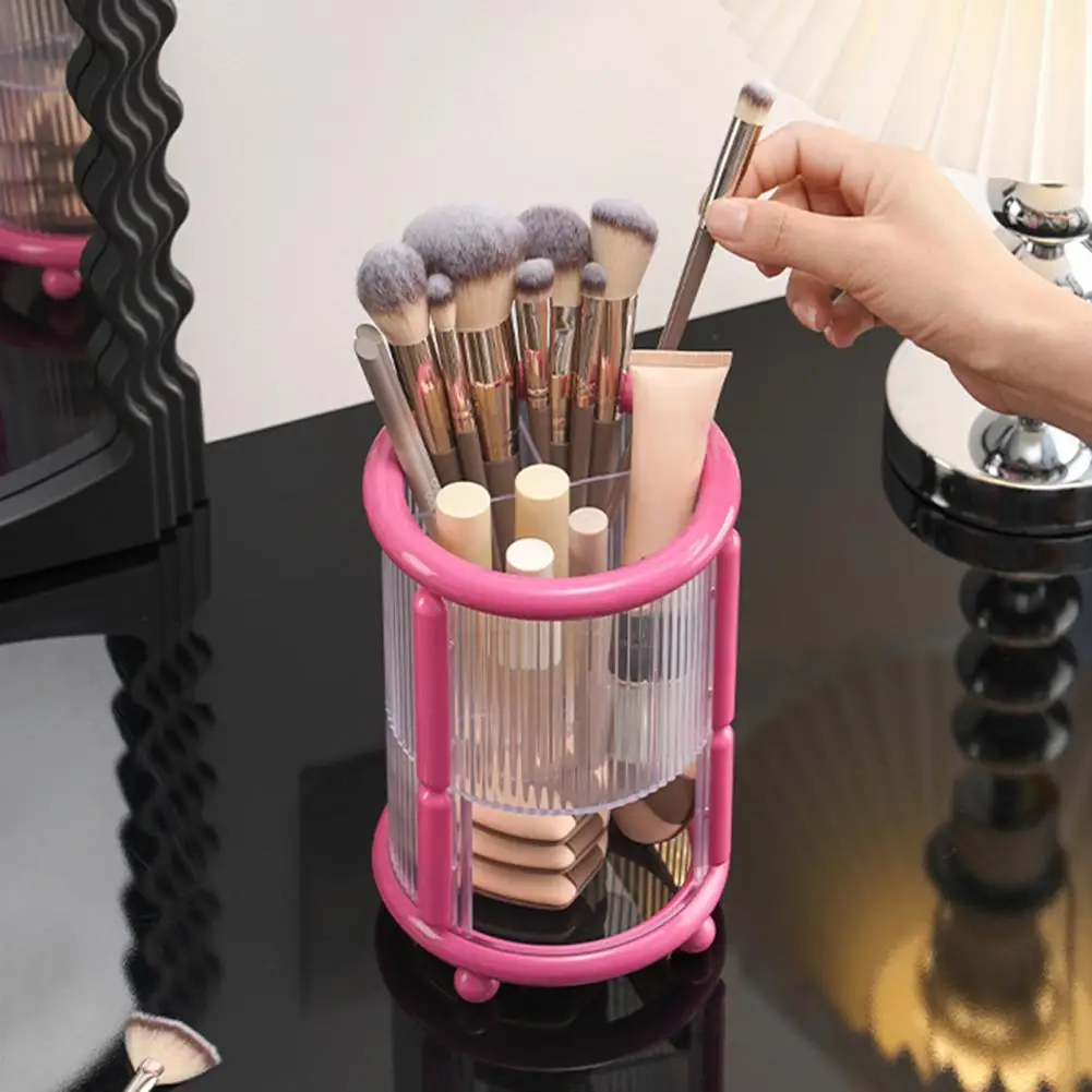 Soporte para brochas de maquillaje, lápiz labial de escritorio, organizador de lápices de cejas, taza para brochas cosméticas de 2 niveles para organización de tocador