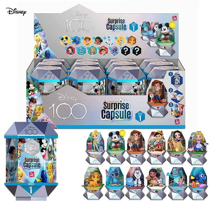 Oryginalne Disney pudełko z niespodzianką figurka 100. Rocznica niespodzianka Mystery Box Mickey kaczor Donald Stitch Ornament dzieci urodziny