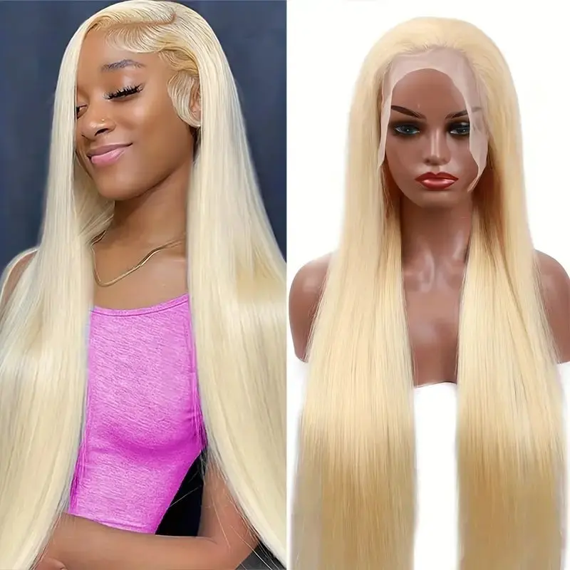 Rosabeauty 40Inches 13x6 Blonde 613 HD Glueless 13X4 Frontal Wig Preplucked 250% For Women Straight Lace Front Human Hair Wigs