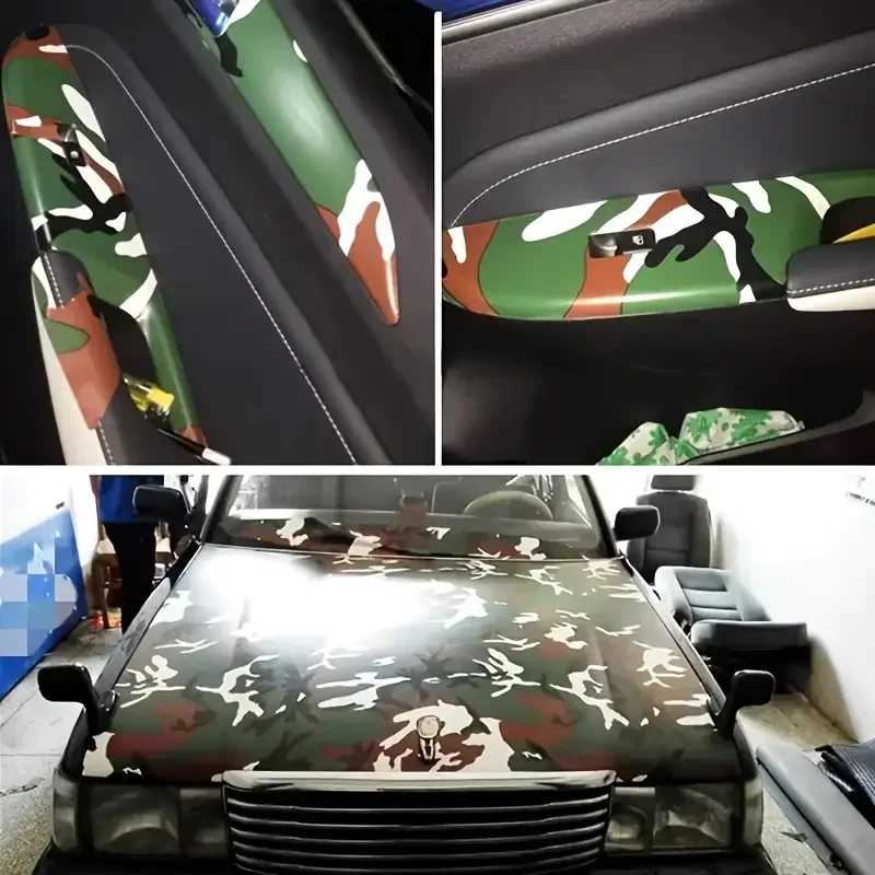Woodland Camouflage Pattern Wrap Air-Release Adhesive Film Sheets DIY Motorbike Car Sticker Decal view 5