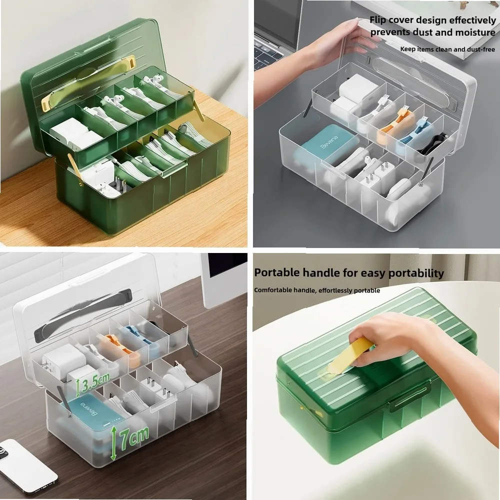 

Dustproof Cable Organizer Box with Lid - Desktop Cord Manager for Cables & Headphones, Drawer Storage Solution
