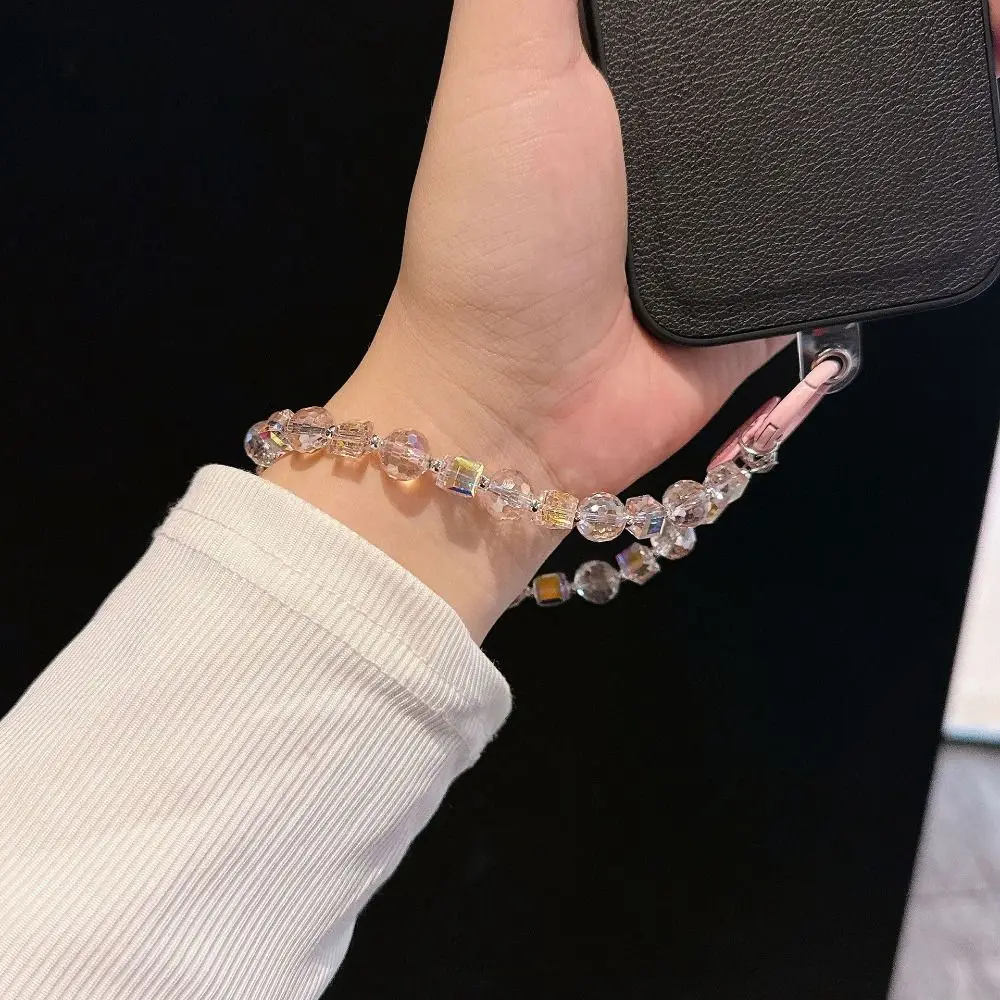 

With Clip Crystal Beads Phone Chain Short Heart Mobile Phone Lanyard Ins Anti-lost Love Phone Pendant Christmas Gifts