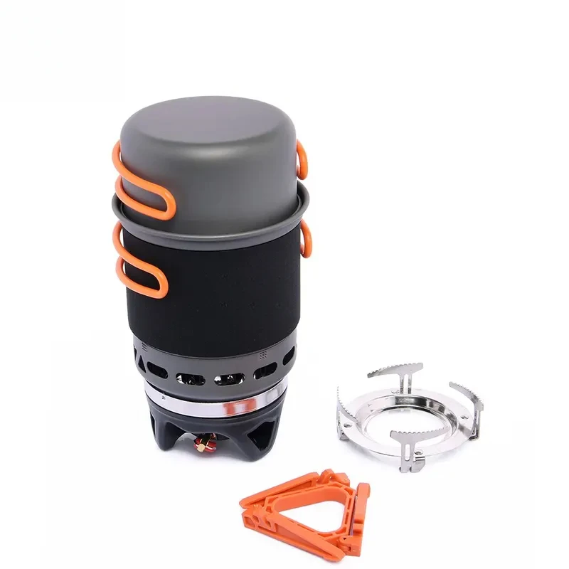 Camping Cooking System with Heat Exchanger Outdoor Gas Burner Stove Tourist Pot Set Cup Tableware Cookware Tourism Hike