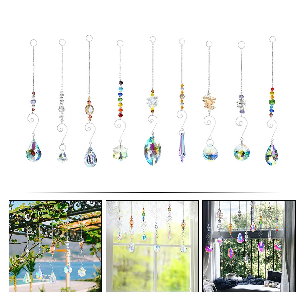

9Pcs Crystal Sun Catchers Decorative Hanging Crystals with Ring for Easy Installation Refract Rainbows Ideal for Living Room