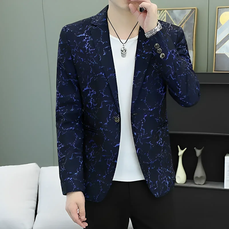 

Мужской костюм Slim Fit: модный, трендовый, в корейском стиле, весна-осень, премиум-класс, с декоративными пуговицами, из полиэфирного волокна