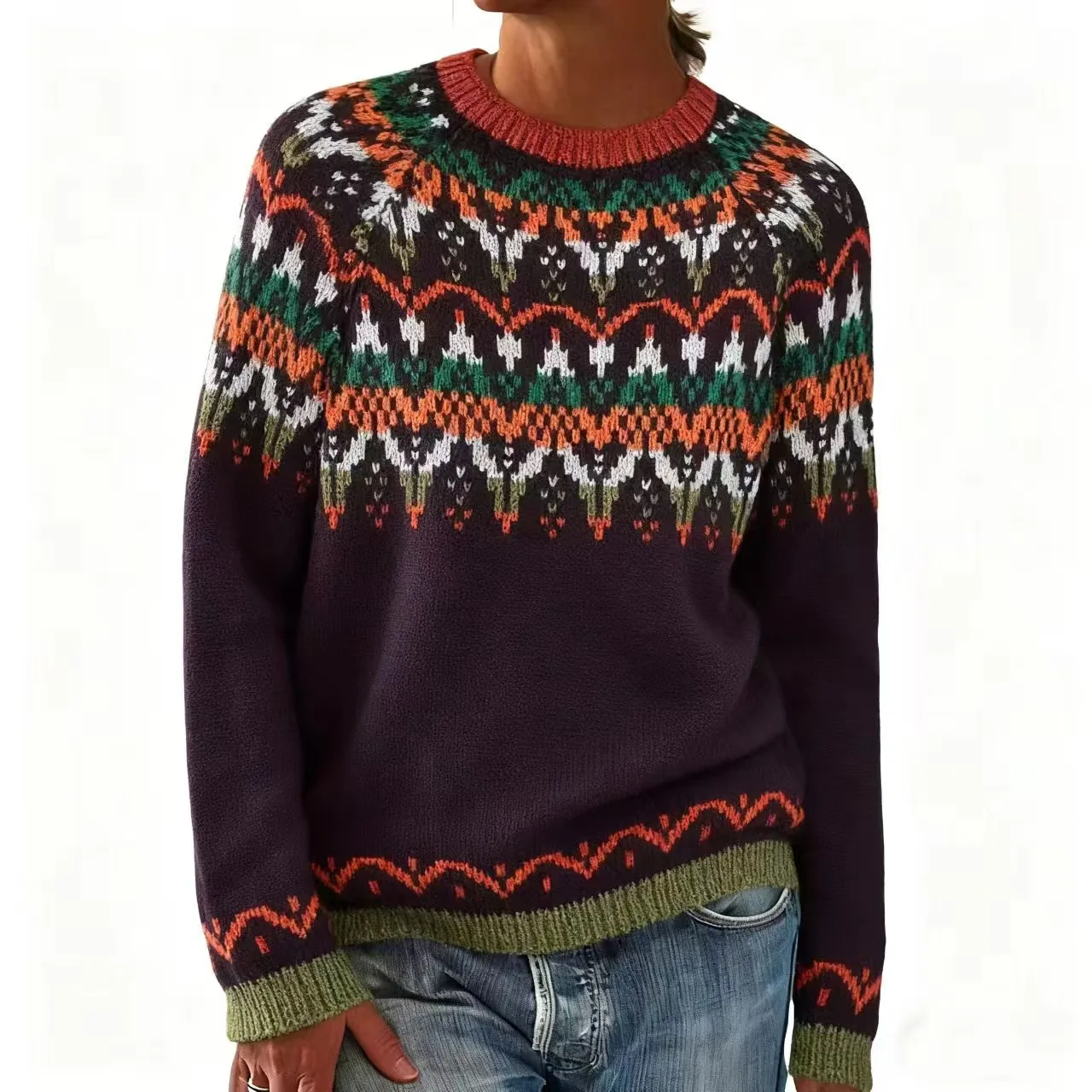 Maglione autunnale da donna con vestibilità regolare di Halloween Maglioni pullover lavorati a maglia con stampa leopardata casual da donna Manica lunga Crew SuéTer Mujer