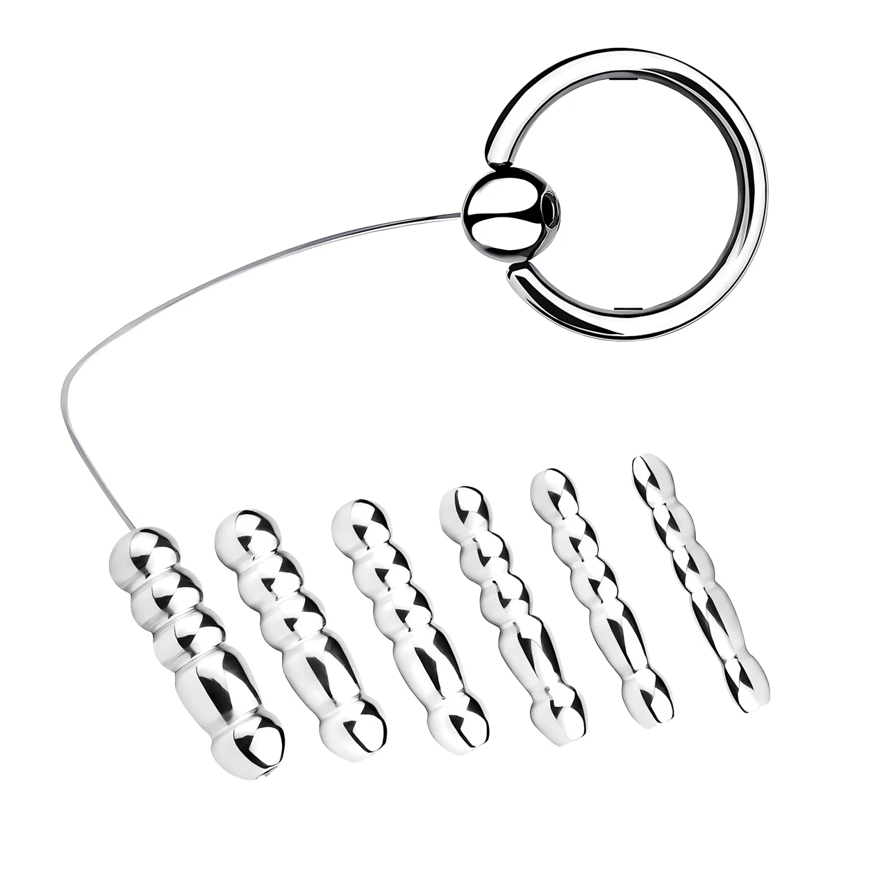 Beads Steel Penis Sounding Plug with Pull Handle Male Chastity Urethral Dilators Sex Toys Masturbators 18 стимулятор уретры view 3