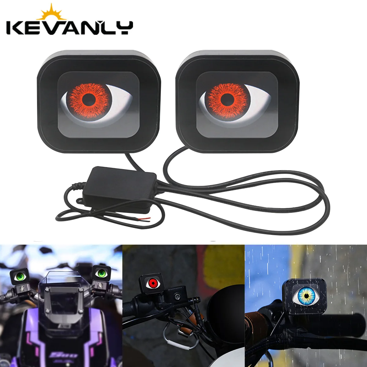 1 Set 6 Modes Dynamic Devil Eye Lights Motorcycle Decorative Light Rearview Mirror Demon Eye Motorbike Retrofit Kits 12-36V LED
