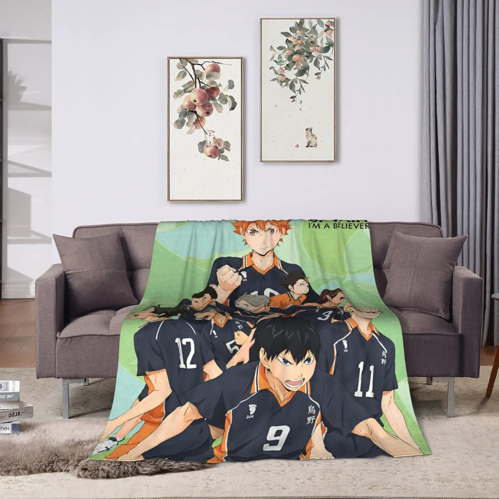 Anime Boy Volleyball Haikyuu  Blanket Fleece  Winter  Multi-function Lightweight Thin Throw Blankets for Bed Travel Quilt