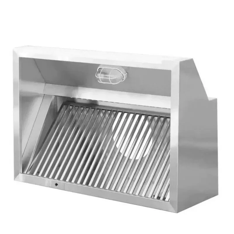 Commercial Kitchen Smoke Hood Thickened Stainless Steel Oil Separation Baffle Easy To Clean Wall Mount Extractor Hood Customized