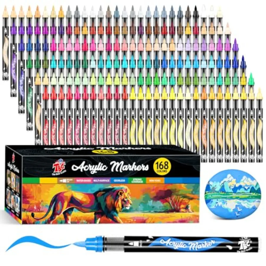 

Acrylic Paint Markers, Water-Based Paint Pens for Art and Craft Projects, Multi-Surface Use on Fabric, Glass, Wood, Stone, Meta