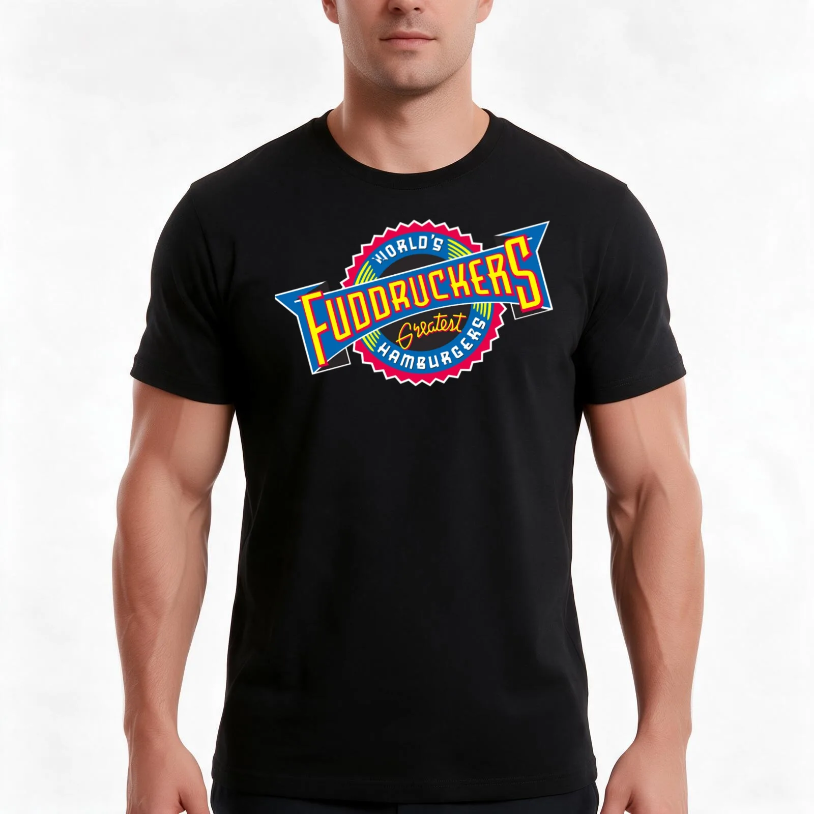 The Original Fuddruckers French Fries logo beverage T-Shirt, Summer Casual Cotton Tee, Oversized Streetwear Tops, 100% Cotton