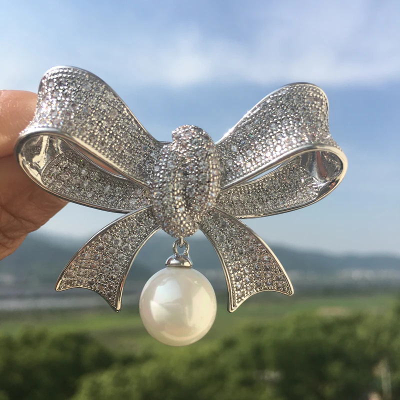 Mother Of Pearl Brooch Bowknot Style For Women Fashion Jewelry Suit Cute Romantic Female Gift Free Shipping