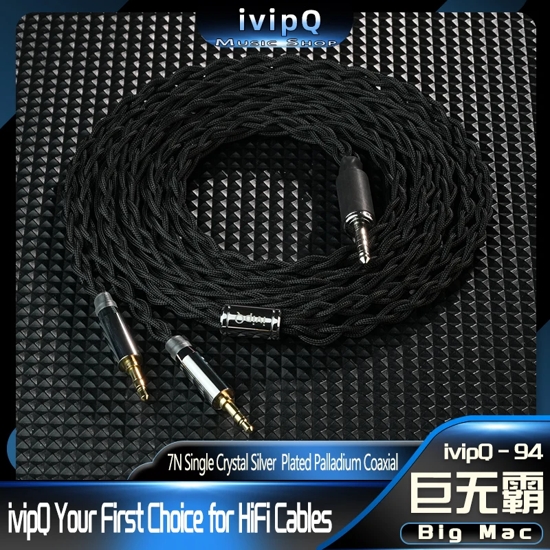ivipQ-94 빅맥 하이엔드 홈 오디오 전용 하이파이 헤드폰 교체 케이블 4.4mm 더블 3.5mm 이어폰 용 Utopia AKG K812 SUSVARA