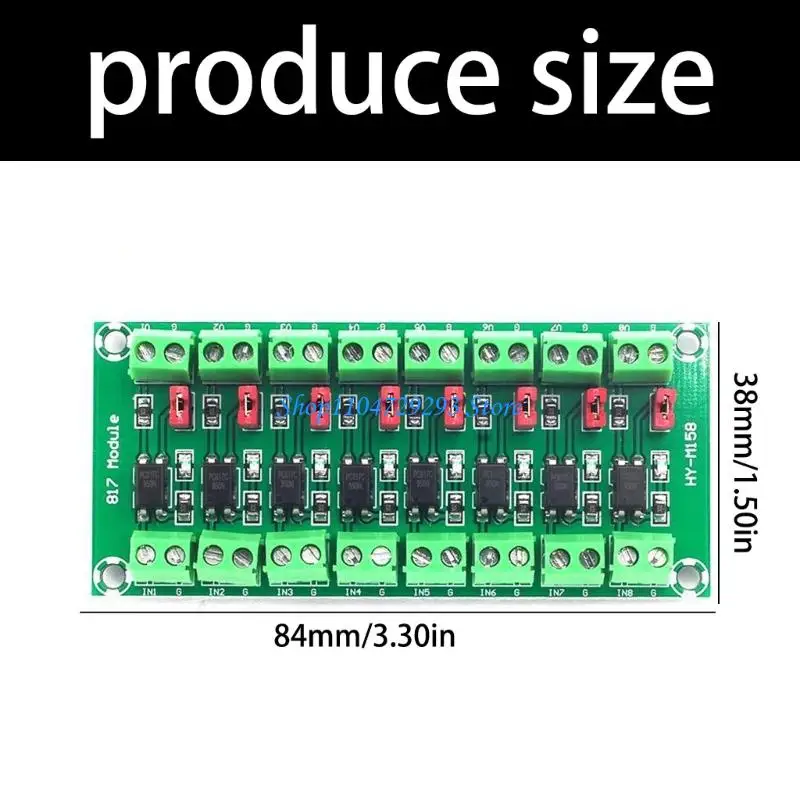 

Voltages Control Board Containing 8 Optocoupler Isolators for Safe Signals Transfer and Applications in Driving Relays or MOS