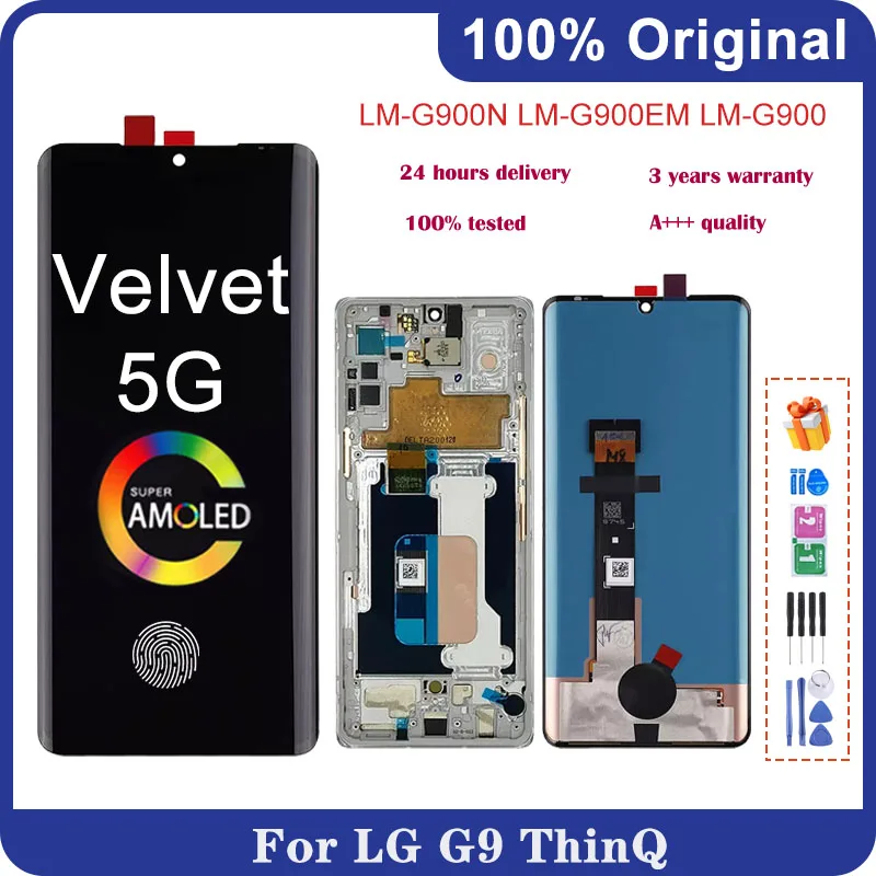 Pantalla LCD AMOLED de 6,8 pulgadas para LG G9 ThinQ G910 G900, repuesto de digitalizador de pantalla táctil para LG Velvet LMG910EMW