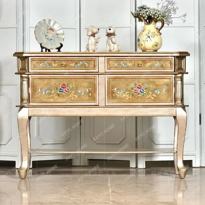 XX rural retro solid wood porch cabinet Chinese painted porch table storage side cabinet