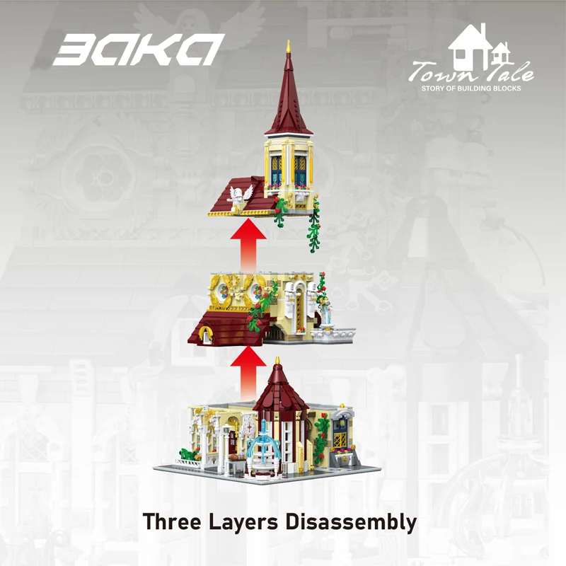 2960PCS Bangunan Modular Rosary Abbey MOC Model Rumah Gereja Arsitektur Perakitan Blok Bangunan Mainan untuk Hadiah