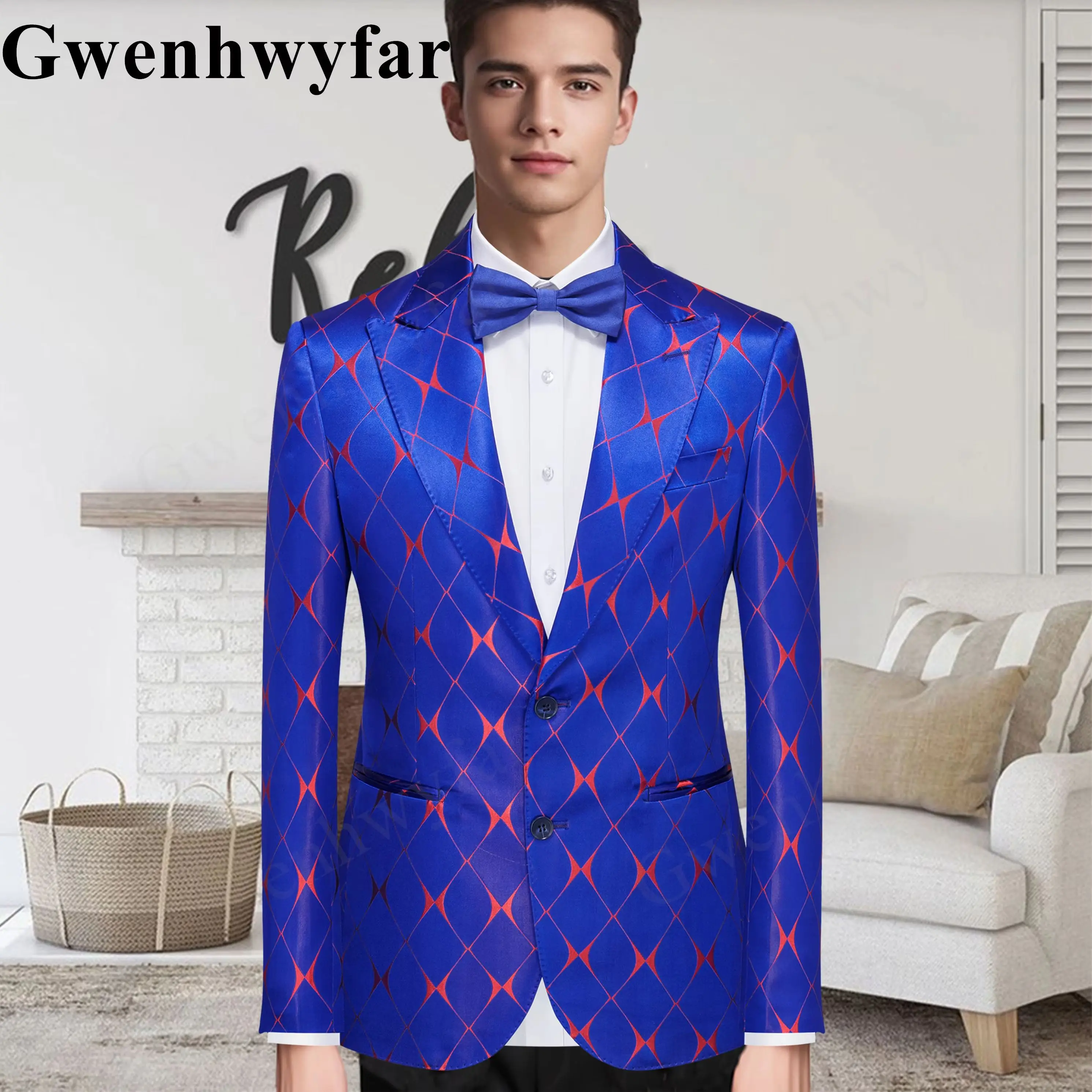 

Gwenhwyfar Men's Suit Royal Blue Blazer Pants Vest Business Men's Wedding Suits Jacket Coat Trousers Waistcoat Pant High Quality