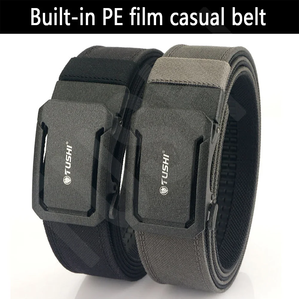 TUSHI Brand 4.3 Wide Thickened Gun Hanging Double-Layer Nylon Cloth Belt Versatile Outdoor Tactical Automatic Buckle Men's Belt