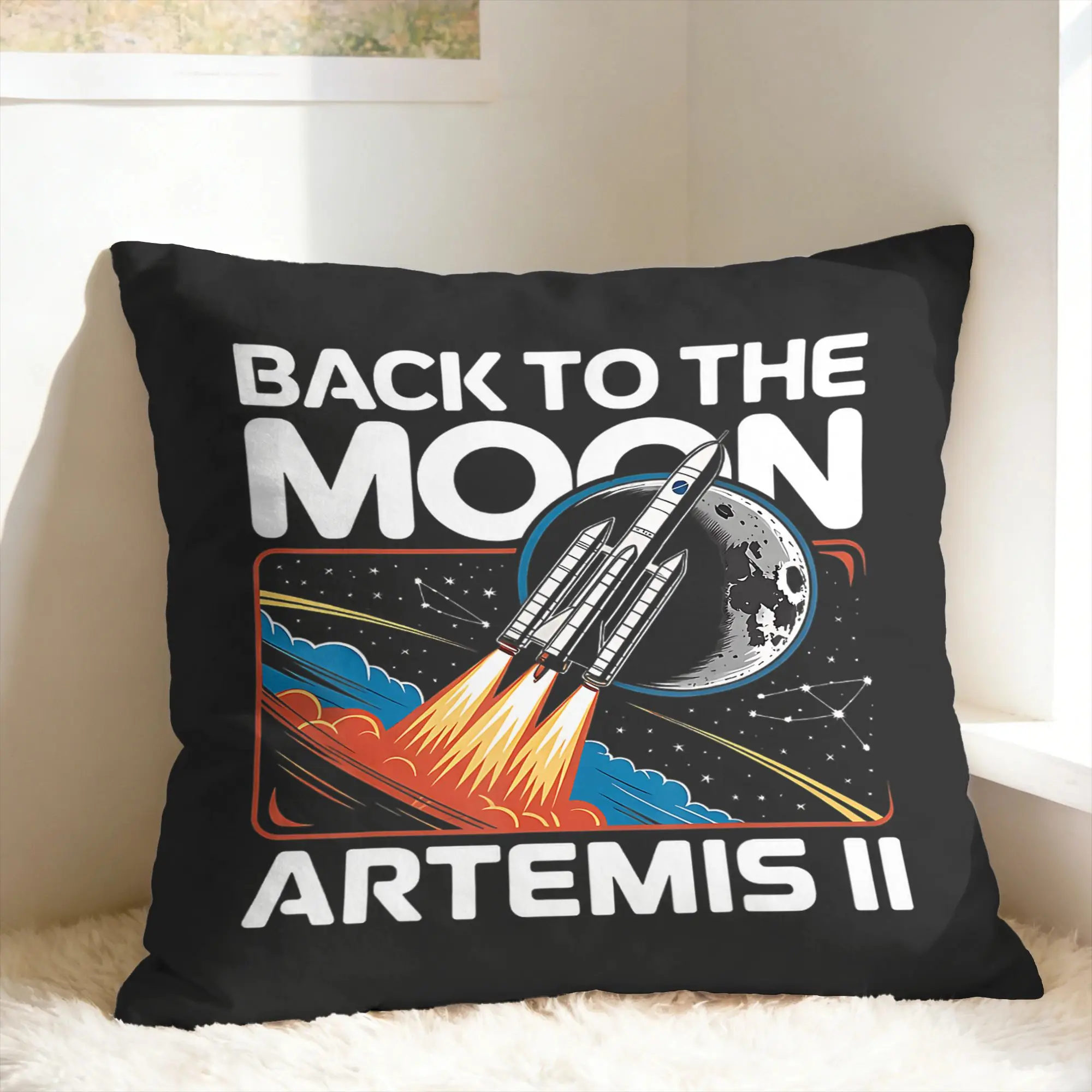 Artemis II Back to the Moon 2026 Pillow Cover  Comfy Cushion Cover Kawaii Pillow Case For Sofa Home Decoration
