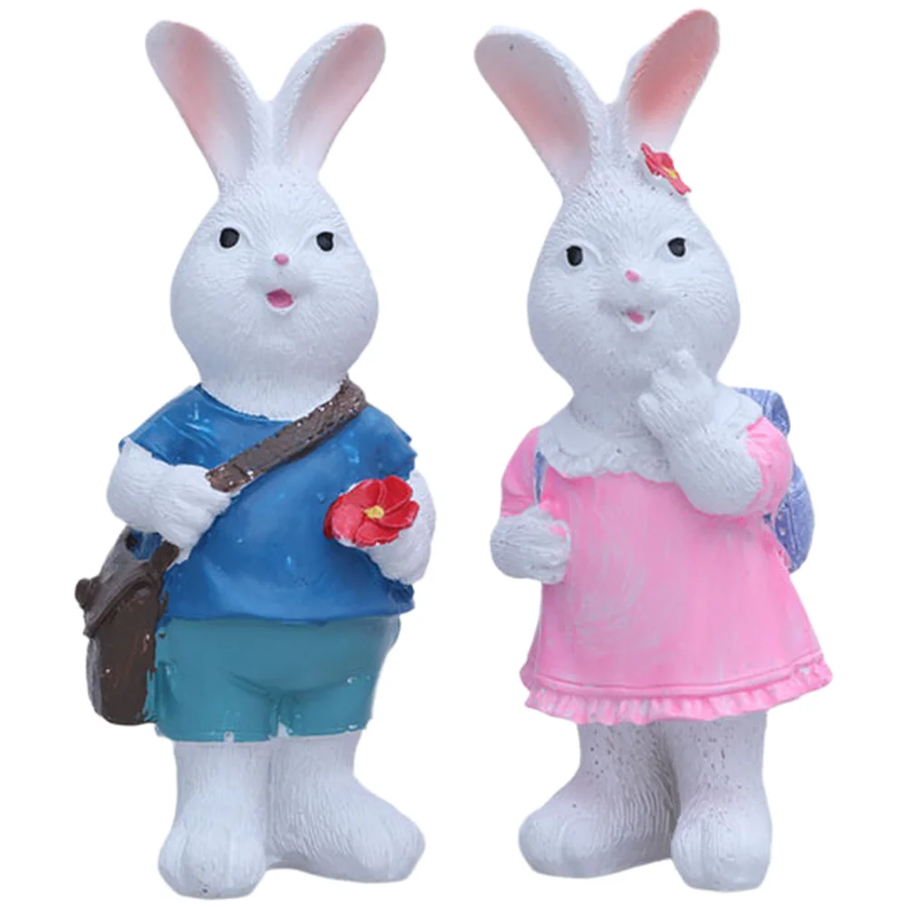 Spring Bunny Decor Set Backpack Rabbit Figurines Interior Decoration Ornaments Auto Center Console Decoration Gadgets