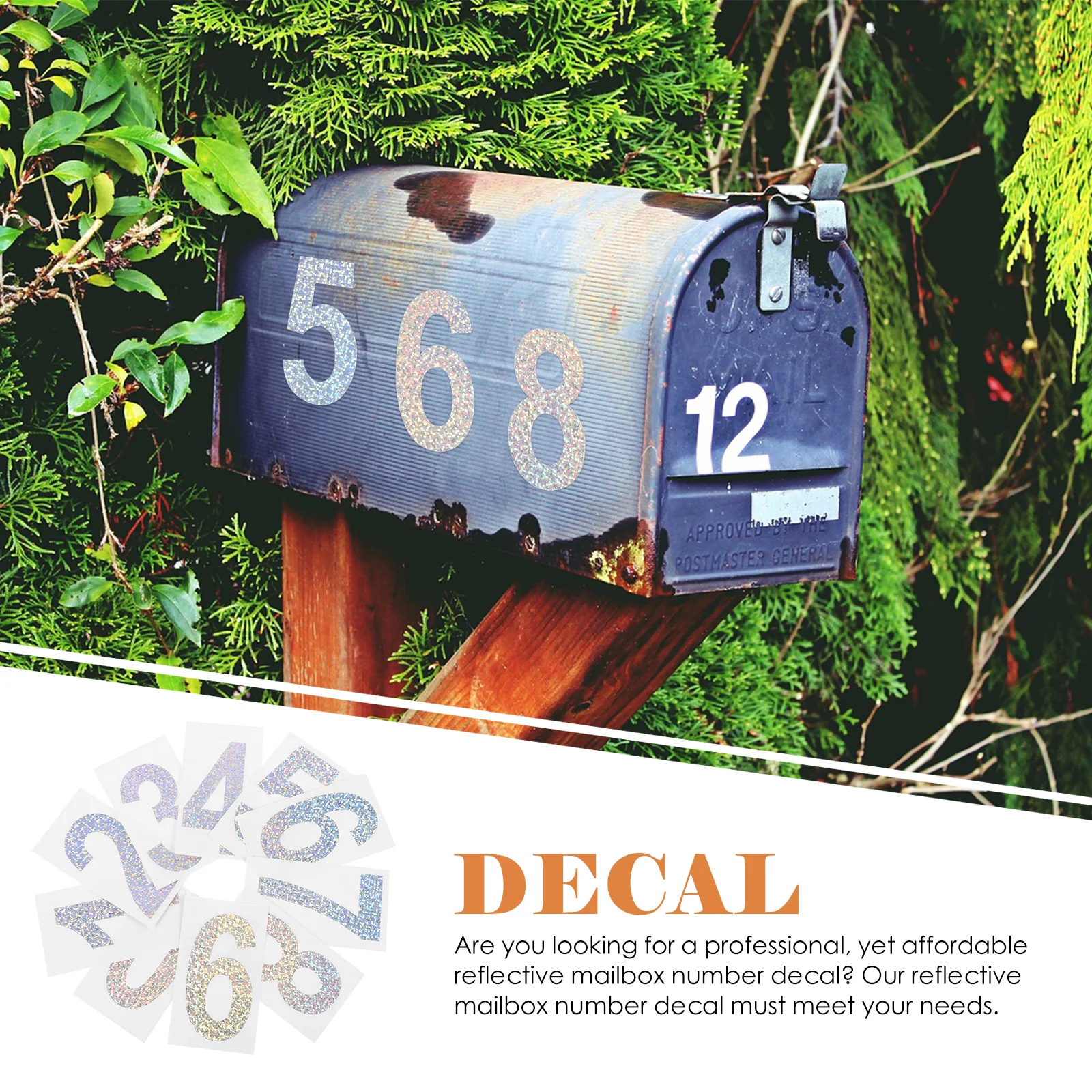 

5Sets Reflective Number Stickers PVC Waterproof Mailbox Numbers Decals Self Adhesive Outdoor Numbers Number Stickers
