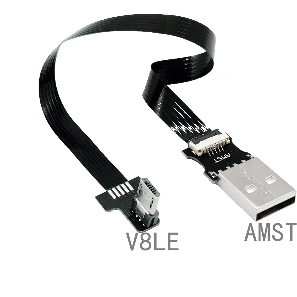 FPC Flexible Cable Super Flache USB 90 Degree Right Angle Data Synchronization and Charging Extension Cable USB to Micro USB