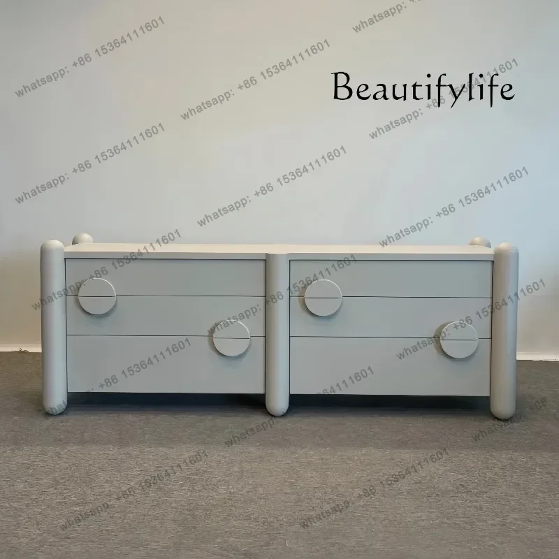 

Medieval style dining side cabinet designer solid wood retro home living room storage storage cabinet