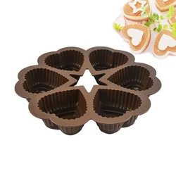 Baking mold 6-Cavity Heart-Shaped Silicone Cake Mold, Linked Heart Cake Pan Heart-Shaped Chocolate Mould,Suitable ice cubes