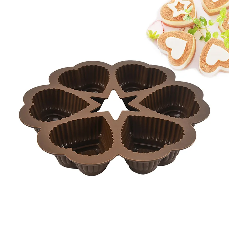 Baking mold 6-Cavity Heart-Shaped Silicone Cake Mold, Linked Heart Cake Pan Heart-Shaped Chocolate Mould,Suitable ice cubes