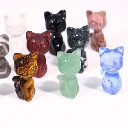 1.2 Inch Moon Cat Statue Natural Gemstone Crystal Carving Animal Statue Stone Crafts Home Decor Cute Gift