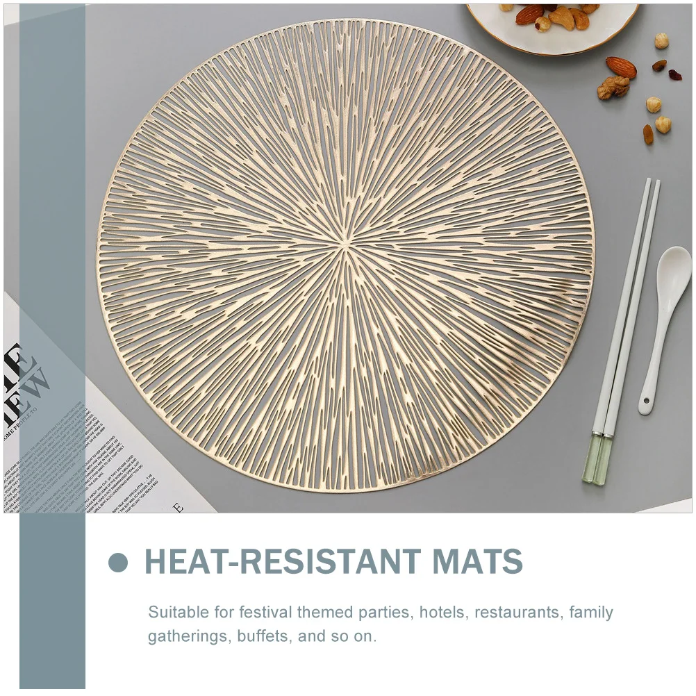 

2Pcs PVC Heat resistant Placemats Round Hollow Design Foldable Kitchen Mats for Dining Table Party Hotel Decor