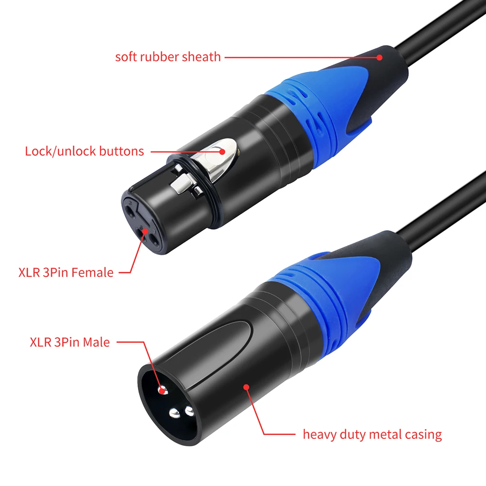 50cm XLR Female To Dual XLR Male Y Splitter Mic Cable Microphone Splitter Cord Audio Micphone Cable Adapter for Mixer