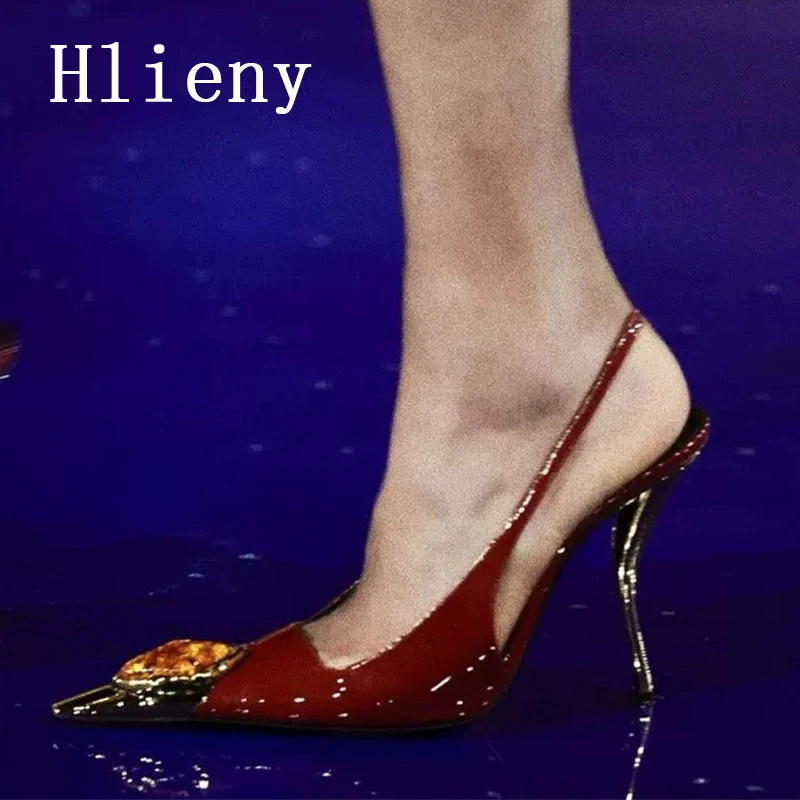 Hlieny 2025 Spring Back Strap Women Pumps Summer Designer Pointed Toe Thin High Heels Party Dress Slingbacks Mule Shoes