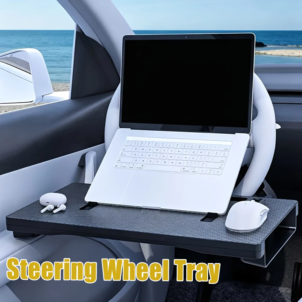 Car Steering Wheel Table Tray with Cup Holder Multifunctional Sturdy Desk for Tablet Laptop Stand Work Dining Travel Camping