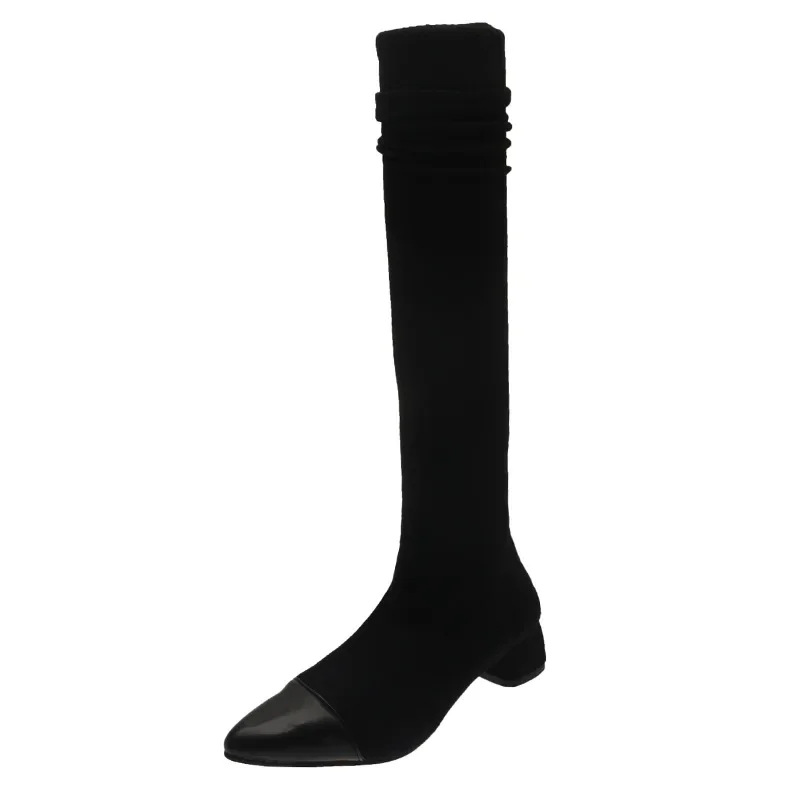 Fashion Thigh High Boots Stretch Fabric Sock Boots Women Pointed Toe High Heels Shoes 2023 Autumn Winter Sexy Over The Knee Boot