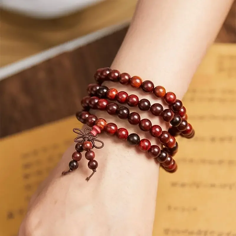 UMQ Natural Rosewood Bracelet 108 Buddhist Buddha Rosary/Prayer Beads Crafts Bracelet Ethnic Style Men and Women Bracelet