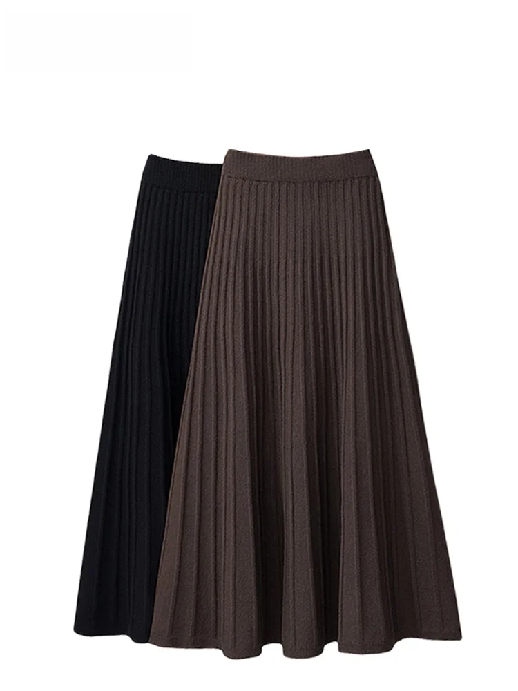 

plus Size Knitted High Waist A-Line Midi Skirt Women's Spring New Sle Cara Dài Chân Quần Áo Chân Dài Cho Người Béo