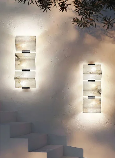 Alabaster-Treppenhaus-Wandleuchte, moderne Außen-Hotel-Korridor-Wandkunstleuchte, Wohnzimmer-Schlafzimmer-Hintergrundwand-Nachttischlampe – Detail 1