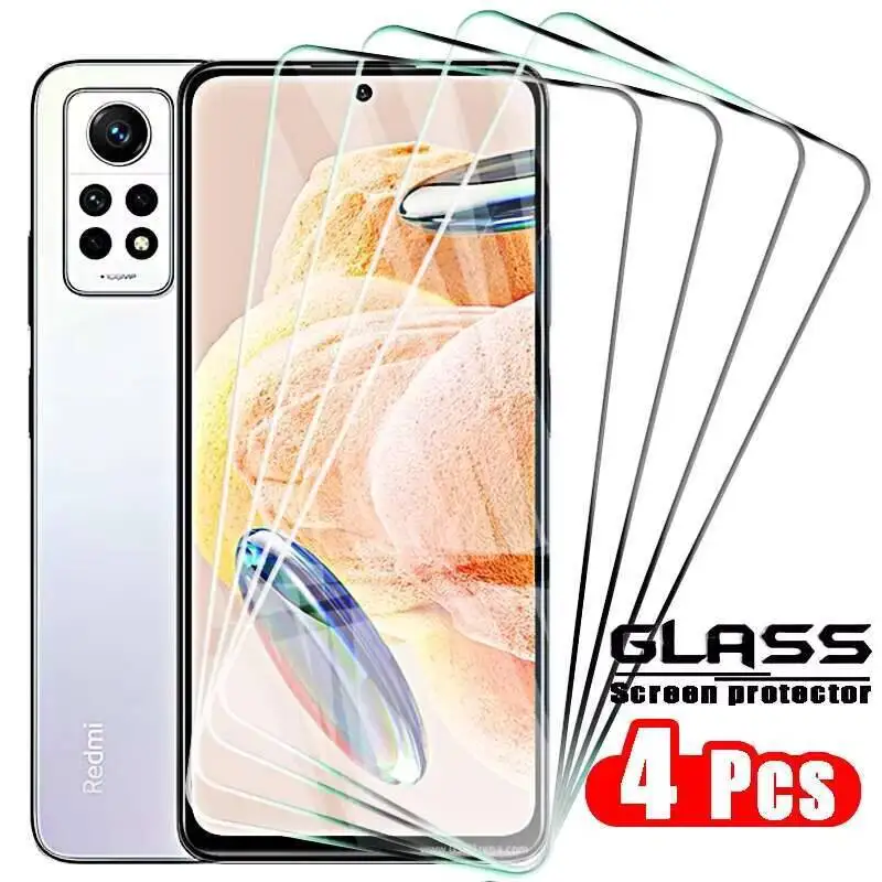 

4PCS Protective Glass For Xiaomi 4G 5G Tempered Screen Protector Redmi Note 12 11 10 9 8 Pro Plus Safety Film