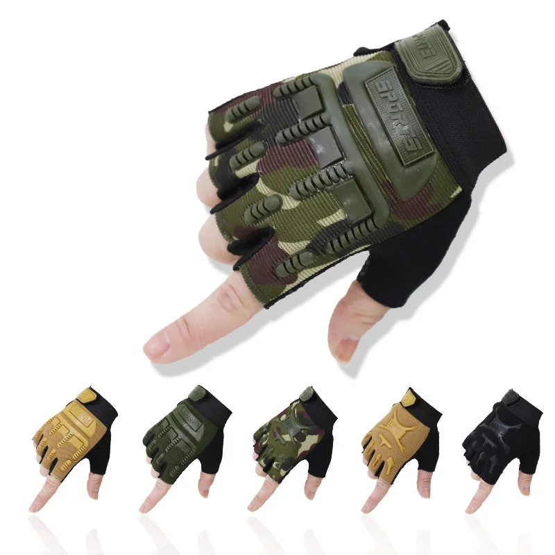 Children's Cycling Tactical Gloves Kids Exercise Half-Finger Protective Gloves Boys Girl Bicycle Camping Anti-slip Sports Gloves