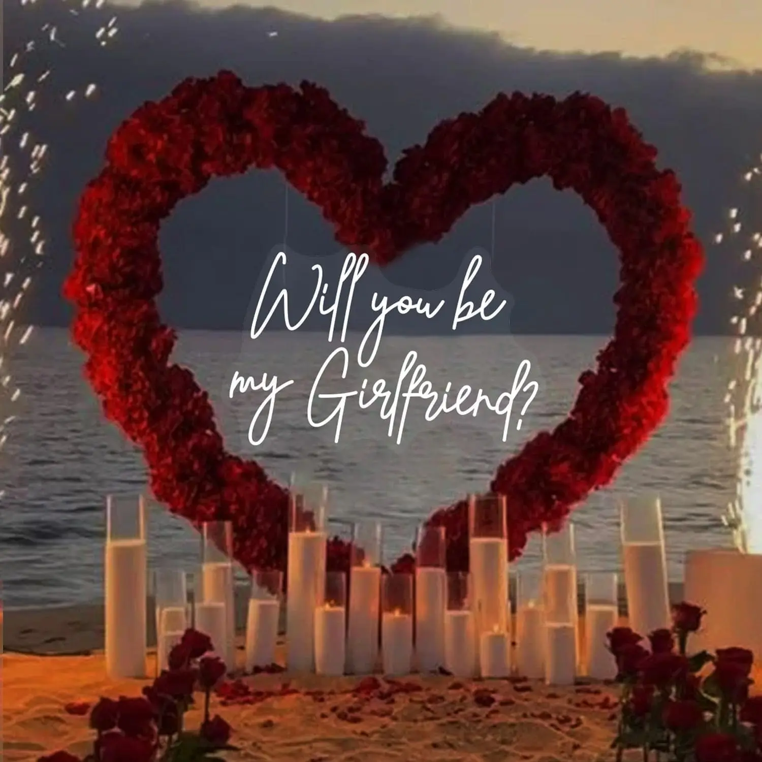 Personalized LED Neon Proposal Engagement Valentine Home Decor White Sign