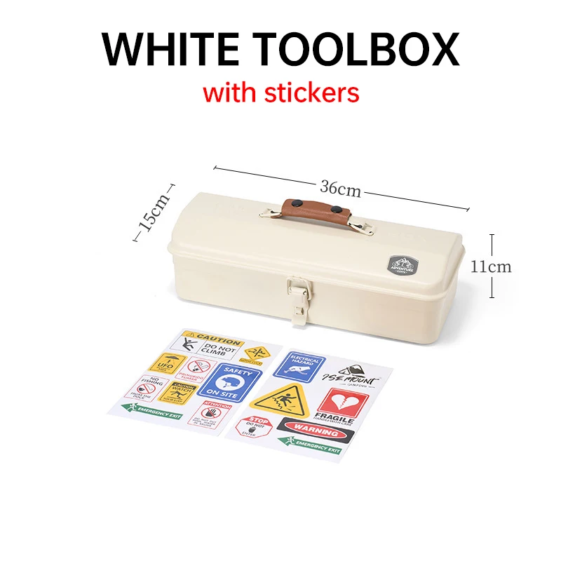 2PCS Outdoor Toolbox Portable Small Steel Toolbox Roof Style Double Lock Protection Iron Box Multi-functional Heavy Duty Toolbox